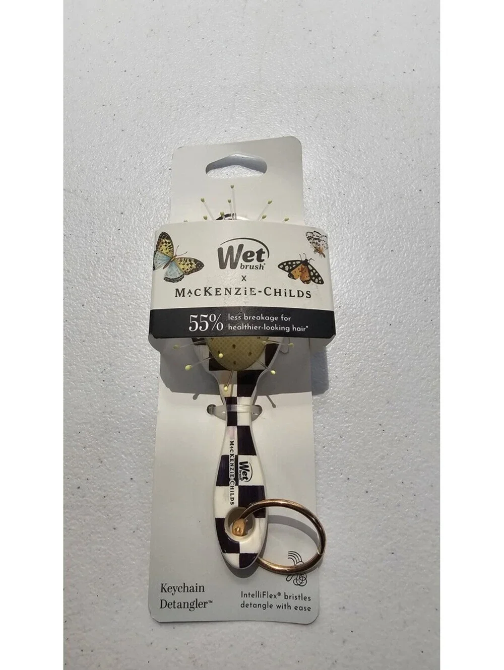 Wet Brush x MacKenzie-Childs Keychain Detangler Black Checkered NEW